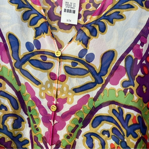 NWT Talbots Paisley Print Silk Poncho - Picture 2 of 5